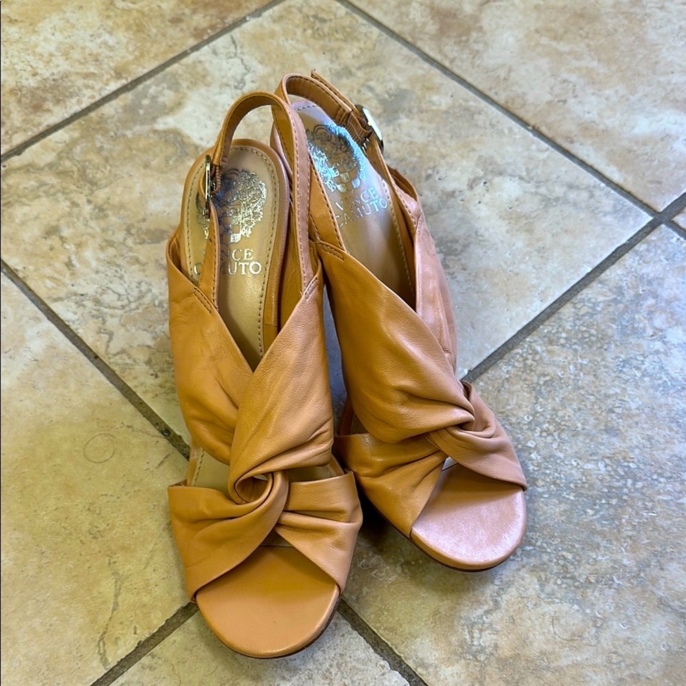Vince Camuto Tan Heeled Slingback Sandals